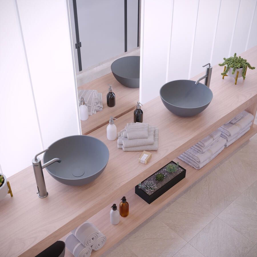 Ideavit Opbouw Waskom Solidthin 39x14 5 cm Solid Surface Mat Lichtgrijs