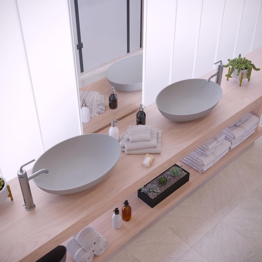 Ideavit Opbouw Waskom Solidthin 60x40x14.5 cm Solid Surface Mat Licht Grijs