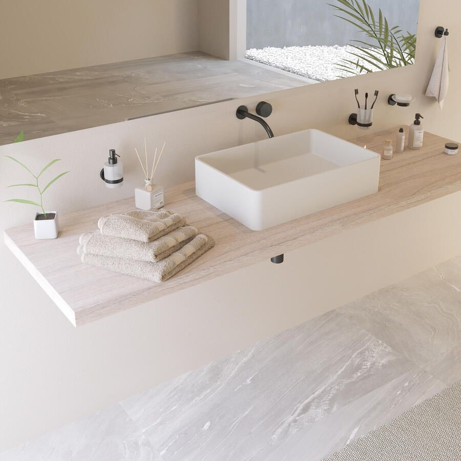 Ideavit Opbouw Waskom Solidtop 60x40x15 cm Solid Surface Mat Wit