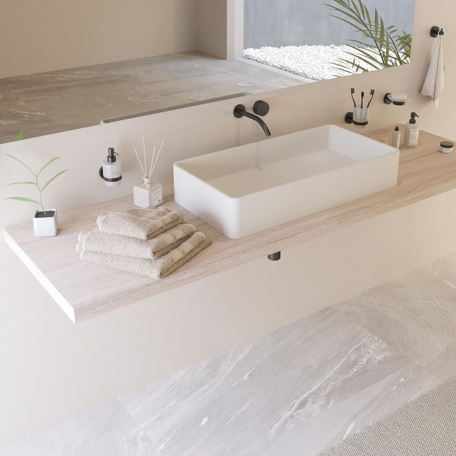 Ideavit Opbouw Waskom Solidtop 80x40x15 cm Solid Surface Mat Wit