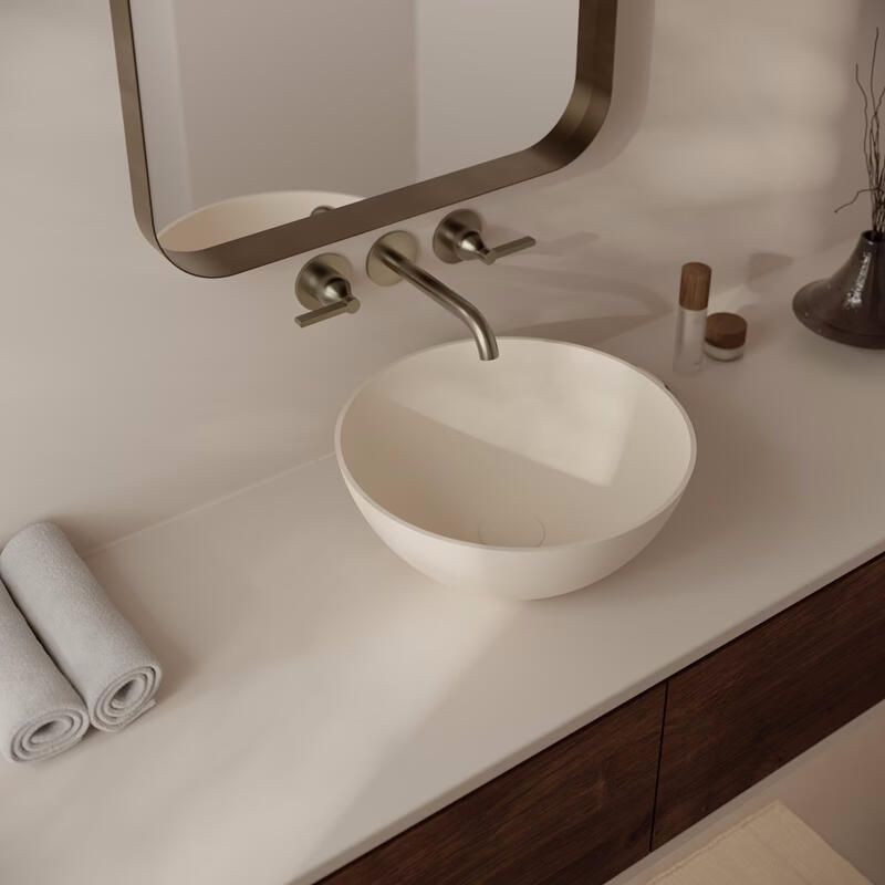 Ideavit Opbouwwastafel Solidthin 39x39x14.5 cm Solid Surface Mat Crème