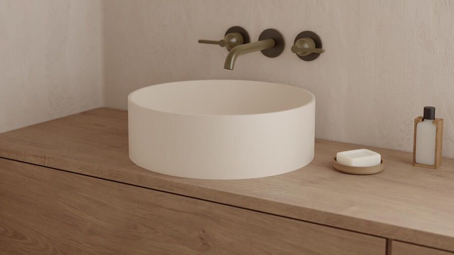 Ideavit Opbouwwastafel Solidthin 40x40x12.5 cm Solid Surface Mat Crème