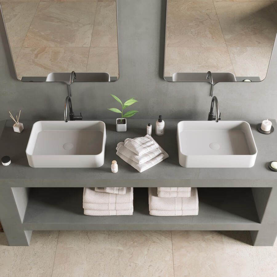 Ideavit Opbouwwastafel Solidthin 50x35x12.5 cm Solid Surface Mat Wit