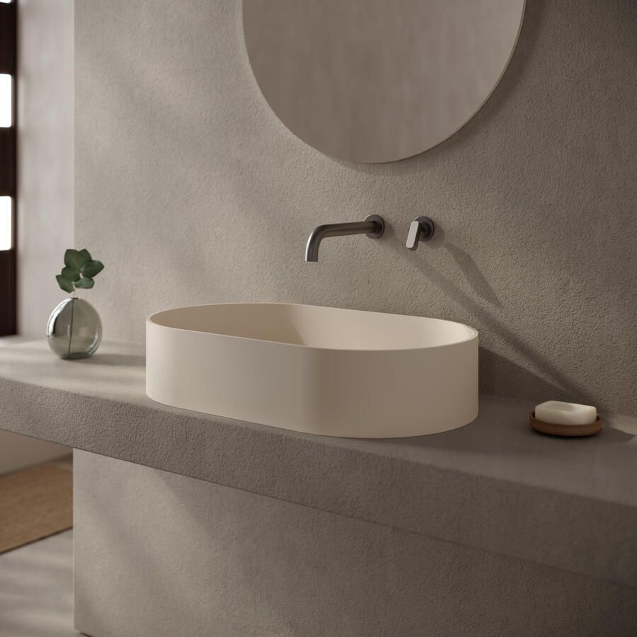 Ideavit Opbouwwastafel Solidthin 60x35x12.5 cm Solid Surface Mat Crème