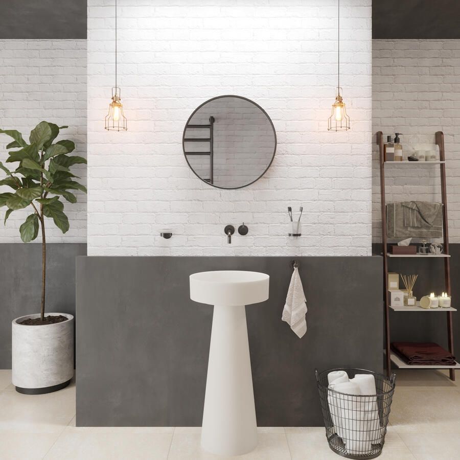 Ideavit Waskom Voetstuk Solidfloat-PE 30x30x75 cm Solid Surface Met Waskom Mat Wit