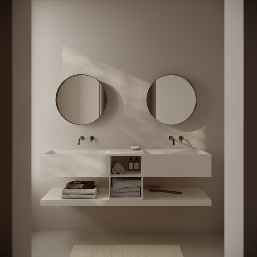 Ideavit Wastafelset Solidtetris met 2 Wastafels en Opbergruimte 150x40x40cm Solid Surface Mat Wit