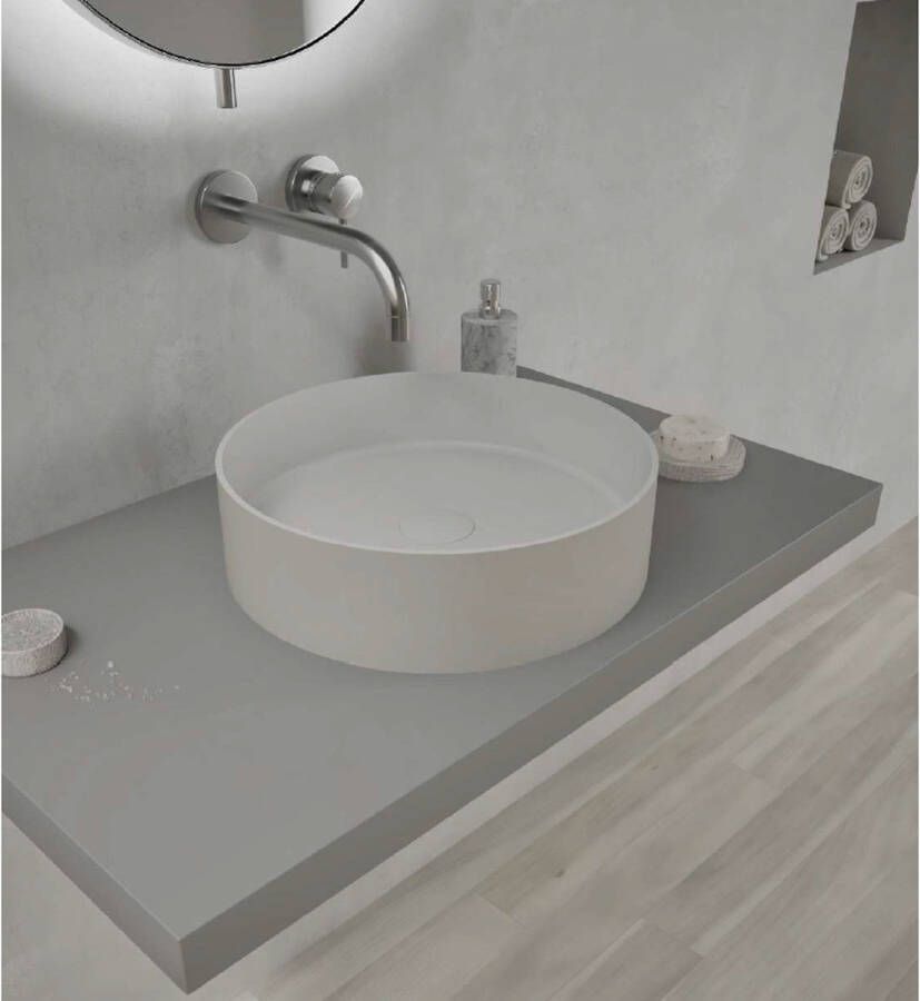 Ideavit Opbouwwastafel Solidthin 40x40x12.5 cm Solid Surface Mat Pebble Grey