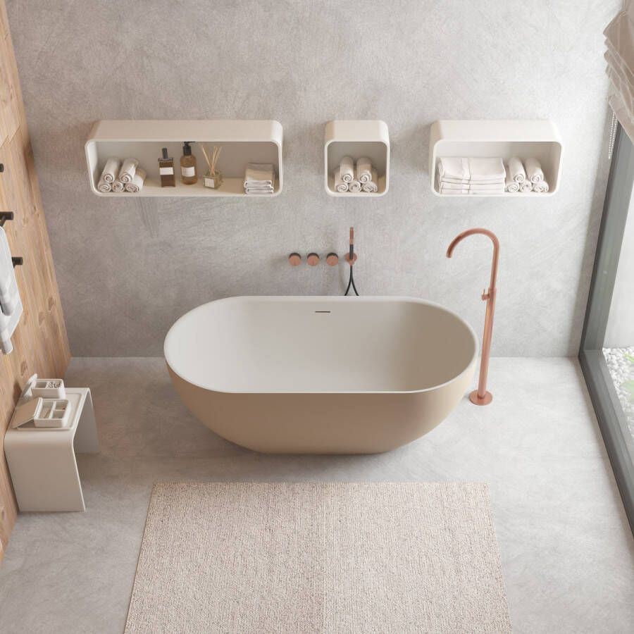 Ideavit Vrijstaande Badkuip Solidera 170x80x55cm Mat Grijs-Beige
