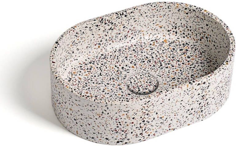 Ideavit Waskom Idea.Rock-E5 40x28x12 cm Ovaal Beton Terrazzo Wit