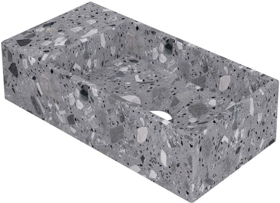 INK Fontein Versus 36x18x9cm Composiet L s Zonder Kraangat Mat Grijs Terrazzo