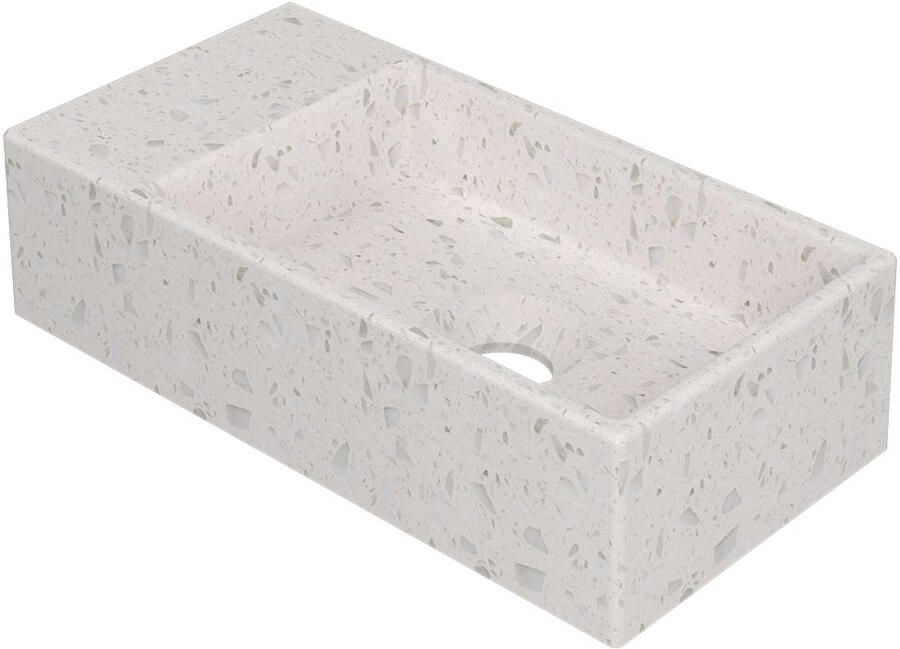 INK Fontein Versus 36x18x9cm Composiet L s Zonder Kraangat Mat Wit Terrazzo