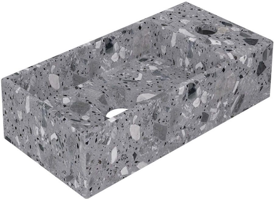 INK Fontein Versus 36x18x9cm Composiet Rechts Met Kraangat Mat Grijs Terrazzo