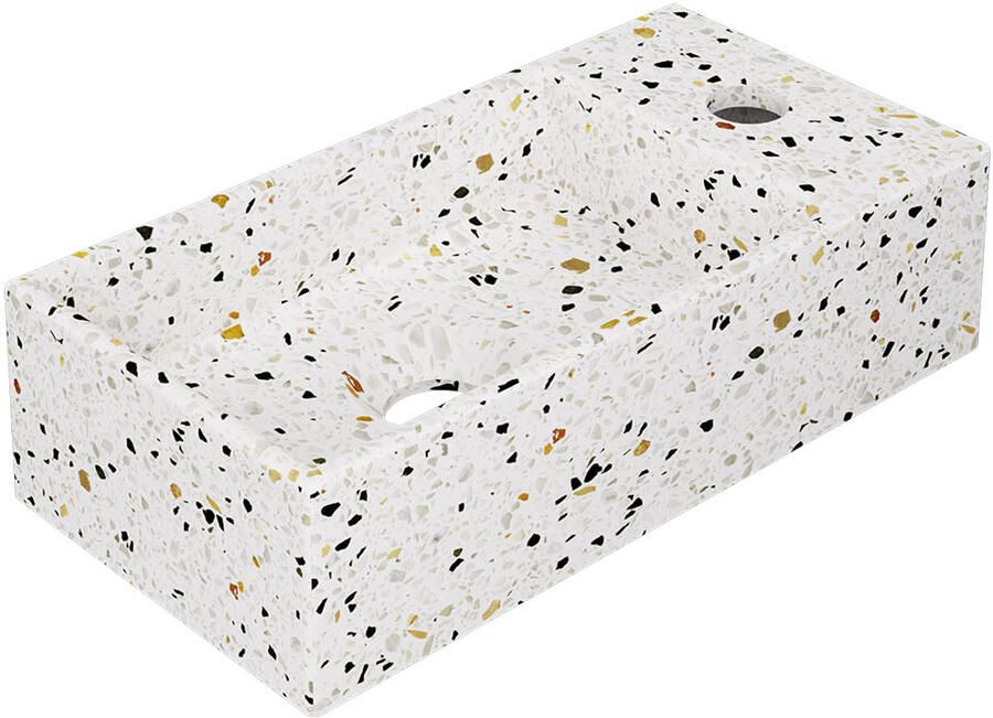 INK Fontein Versus 36x18x9cm Composiet Rechts Met Kraangat Mat Multi Terrazzo