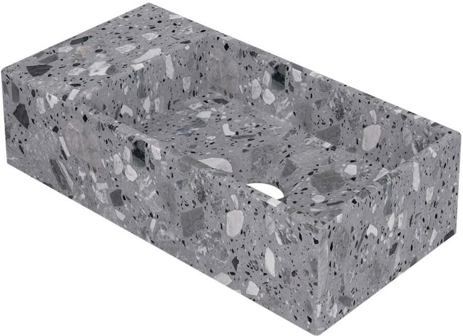 INK Fontein Versus 36x18x9cm Composiet Rechts Zonder Kraangat Mat Grijs Terrazzo