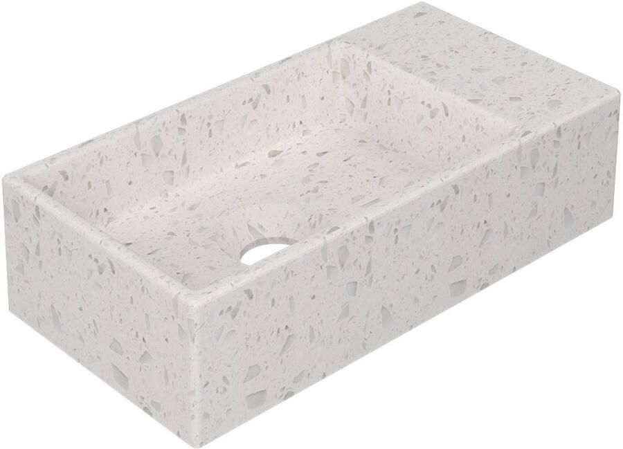 INK Fontein Versus 36x18x9cm Composiet Rechts Zonder Kraangat Mat Wit Terrazzo