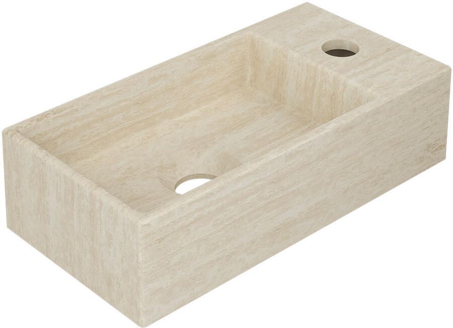 INK Fontein Versus 36x18x9cm Hardsteen Rechts Met Kraangat Mat Travertin