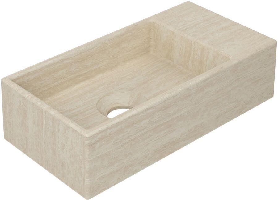 INK Fontein Versus 36x18x9cm Hardsteen Rechts Zonder Kraangat Mat Travertin