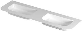 INK Modi Wastafel polystone afgerond model met dubbele wasbak zonder kraangat 160x45x1 7 Mat wit