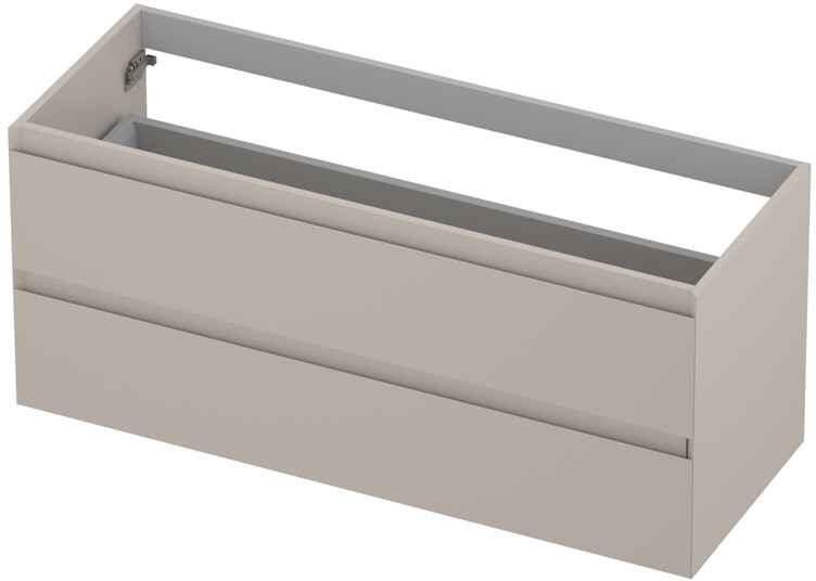 INK Wastafelonderkast 120x45x52cm 2 lades greeploos 45 graden afwerking rondom MDF lak Mat kasjmier grijs 1240448