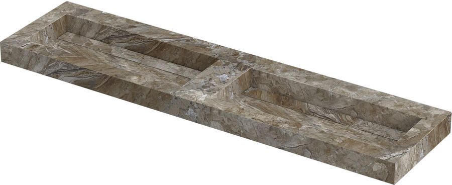 INK Pitch Wastafel keramische slab bak dubbel met drain en front en side skirts zonder kraangaten 180x45x9 Island glossy