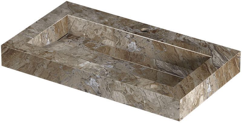 INK Pitch Wastafel keramische slab bak met drain en front en side skirts 1 kraangat 80x45x9 Earth glossy