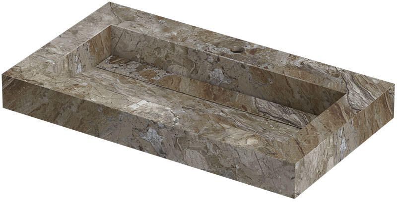 INK Pitch Wastafel keramische slab bak met drain en front en side skirts 1 kraangat 80x45x9 Island glossy