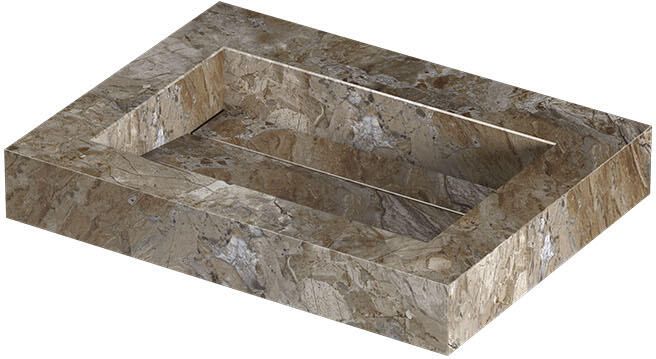 INK Pitch Wastafel keramische slab bak met drain en front en side skirts zonder kraangat 60x45x9 Earth glossy