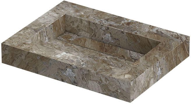 INK Pitch Wastafel keramische slab bak met drain en front en side skirts 1 kraangat 60x45x9 Island glossy