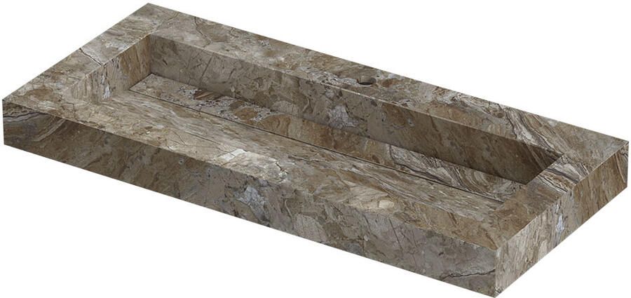 INK Pitch Wastafel keramische slab centraal met drain en front en side skirts 1 kraangat 100x45x9 Island glossy