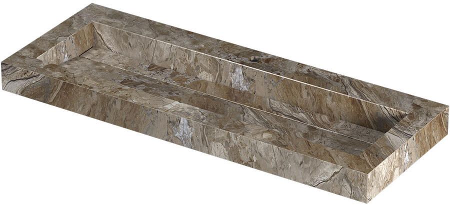 INK Pitch Wastafel keramische slab centraal met drain en front en side skirts 1 kraangat 120x45x9 Earth glossy