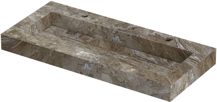 INK Pitch Wastafel keramische slab centraal met drain en front en side skirts 2 kraangaten 100x45x9 Island glossy