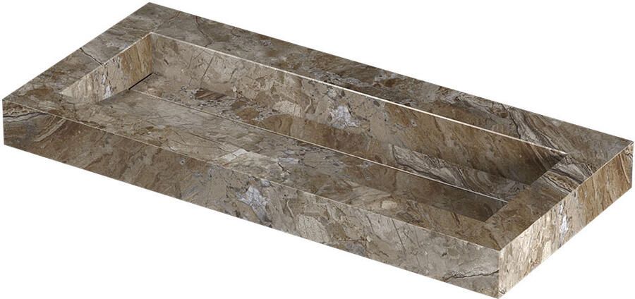 INK Pitch Wastafel keramische slab centraal met drain en front en side skirts zonder kraangat 100x45x9 Earth glossy