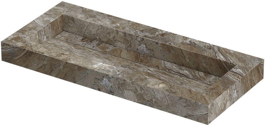 INK Pitch Wastafel keramische slab centraal met drain en front en side skirts zonder kraangat 100x45x9 Island glossy