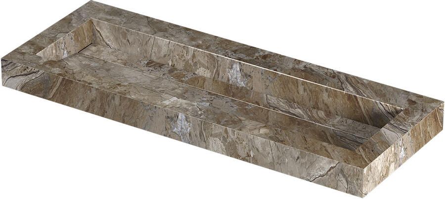 INK Pitch Wastafel keramische slab centraal met drain en front en side skirts zonder kraangat 120x45x9 Earth glossy