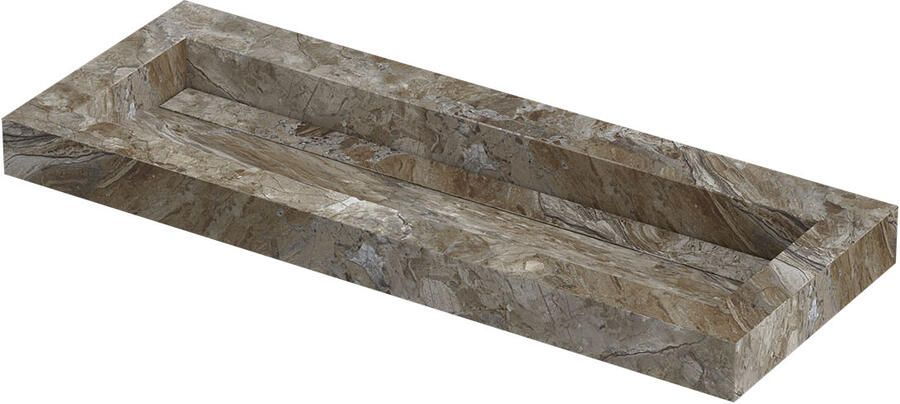 INK Pitch Wastafel keramische slab centraal met drain en front en side skirts zonder kraangat 120x45x9 Island glossy