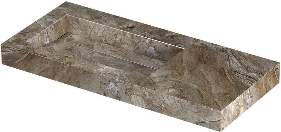 INK Pitch Wastafel keramische slab l s met drain en front en side skirts 1 kraangat 100x45x9 Earth glossy