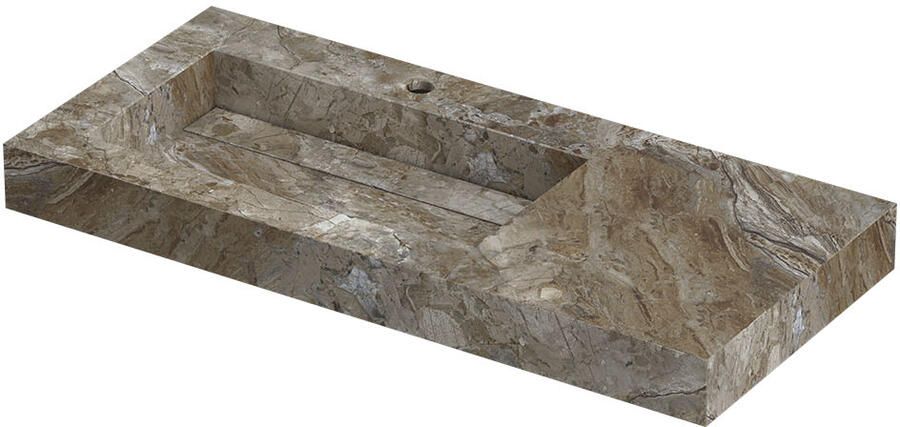 INK Pitch Wastafel keramische slab l s met drain en front en side skirts 1 kraangat 100x45x9 Island glossy