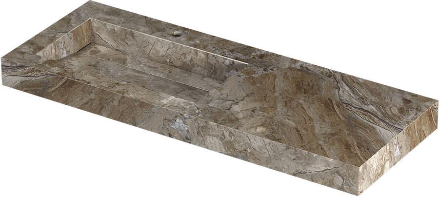 INK Pitch Wastafel keramische slab l s met drain en front en side skirts 1 kraangat 120x45x9 Earth glossy
