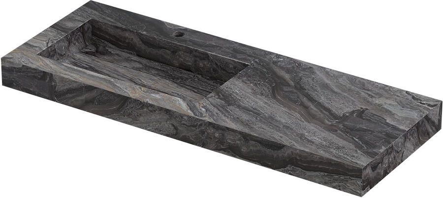 INK Pitch Wastafel keramische slab l s met drain en front en side skirts 1 kraangat 120x45x9 Venice brown glossy