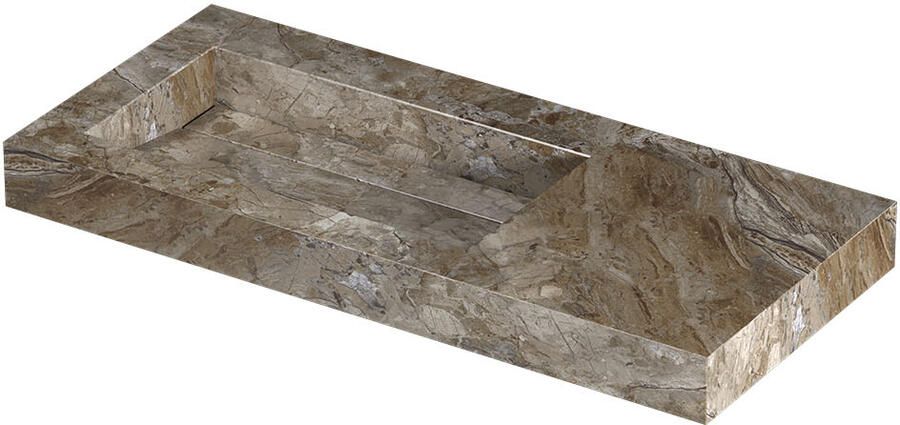 INK Pitch Wastafel keramische slab l s met drain en front en side skirts zonder kraangat 100x45x9 Earth glossy