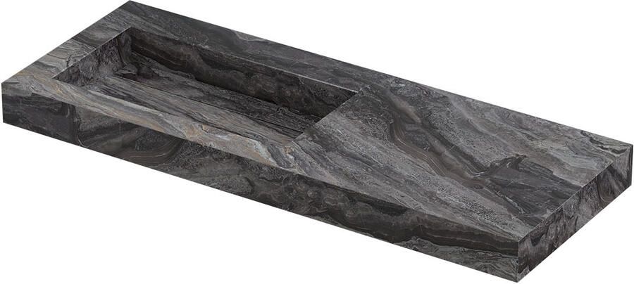 INK Pitch Wastafel keramische slab l s met drain en front en side skirts zonder kraangat 120x45x9 Venice brown glossy