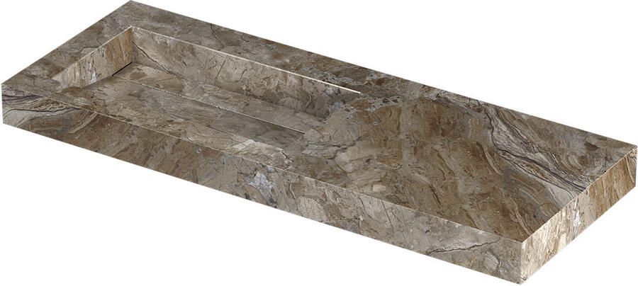 INK Pitch Wastafel keramische slab l s met drain en front en side skirts zonder kraangat 120x45x9 Earth glossy