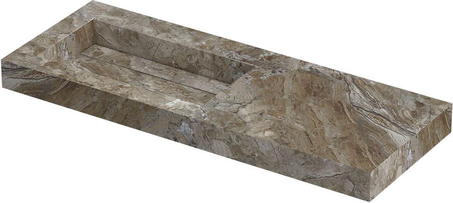 INK Pitch Wastafel keramische slab l s met drain en front en side skirts zonder kraangat 120x45x9 Island glossy