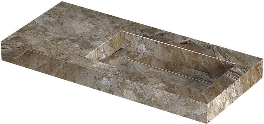 INK Pitch Wastafel keramische slab rechts met drain en front en side skirts 1 kraangat 100x45x9 Earth glossy