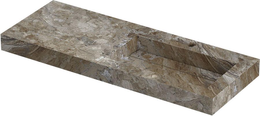 INK Pitch Wastafel keramische slab rechts met drain en front en side skirts 1 kraangat 120x45x9 Island glossy