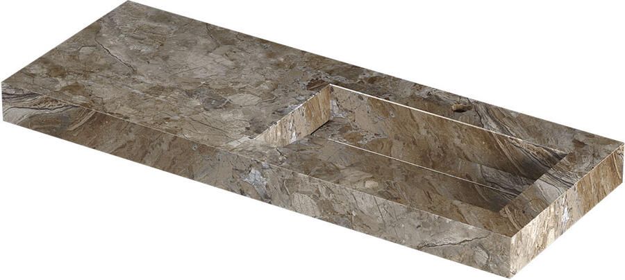 INK Pitch Wastafel keramische slab rechts met drain en front en side skirts 1 kraangat 120x45x9 Earth glossy