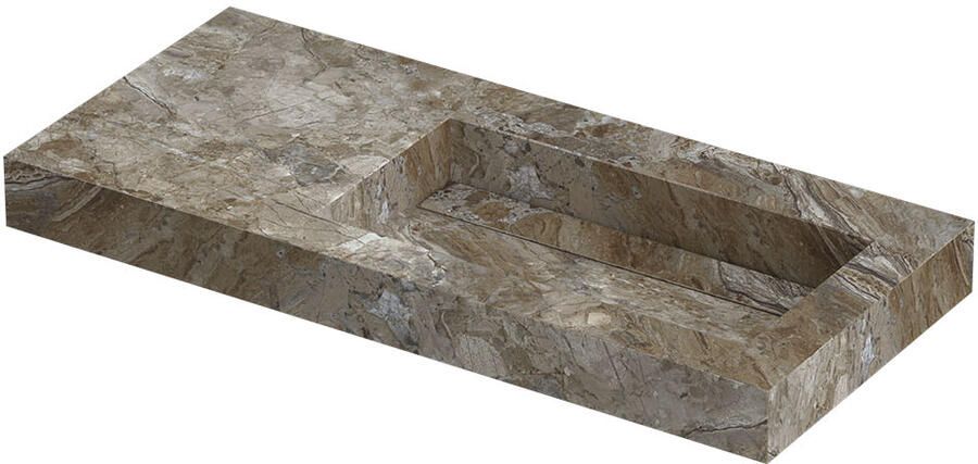 INK Pitch Wastafel keramische slab rechts met drain en front en side skirts zonder kraangat 100x45x9 Island glossy