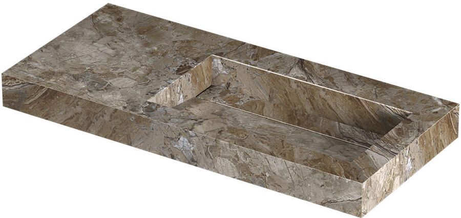 INK Pitch Wastafel keramische slab rechts met drain en front en side skirts zonder kraangat 100x45x9 Earth glossy