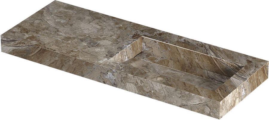 INK Pitch Wastafel keramische slab rechts met drain en front en side skirts zonder kraangat 120x45x9 Earth glossy