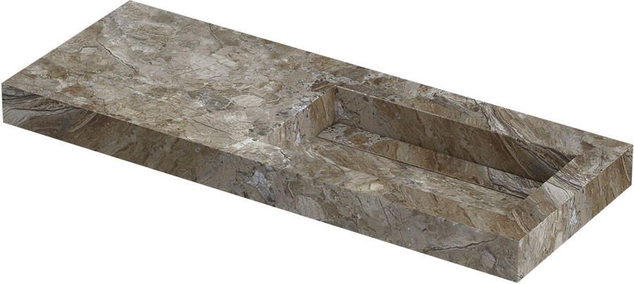 INK Pitch Wastafel keramische slab rechts met drain en front en side skirts zonder kraangat 120x45x9 Island glossy